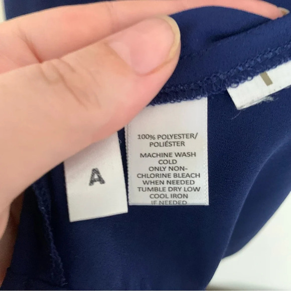 Ann Taylor Loft Navy Blue Long Button Front Sleeve  Blouse M - Picture 3 of 10